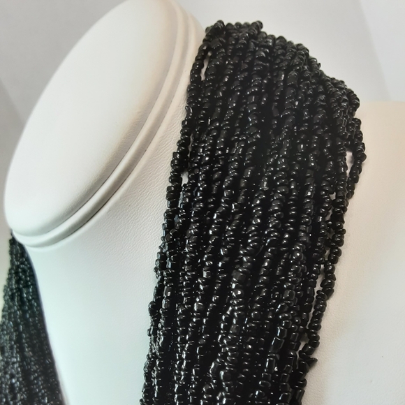 Monies Style Beaded Multi-Strand Macrame 1 Pice India Coin Necklace 20" - Vtg - Picture 4 of 10